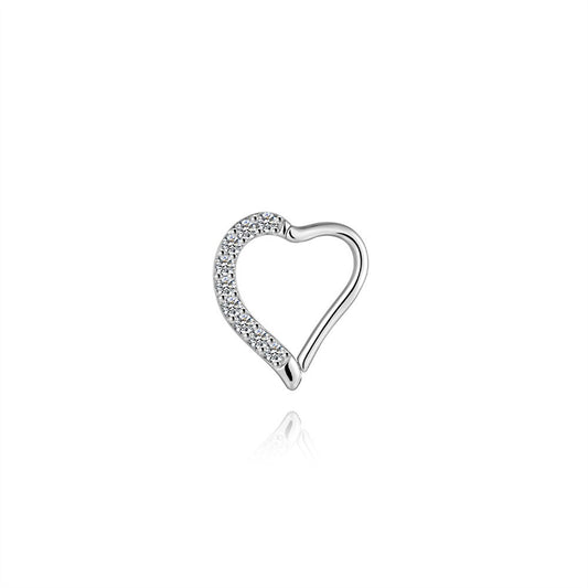 Kemstone 925 Sterling Silver Moissanite Heart Cartilage Hoop for Women M60225780663A