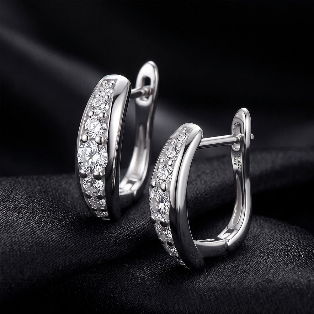 Kemston 925 Sterling Silver Moissanite Huggie Hoop Earrings for Women SMOE29