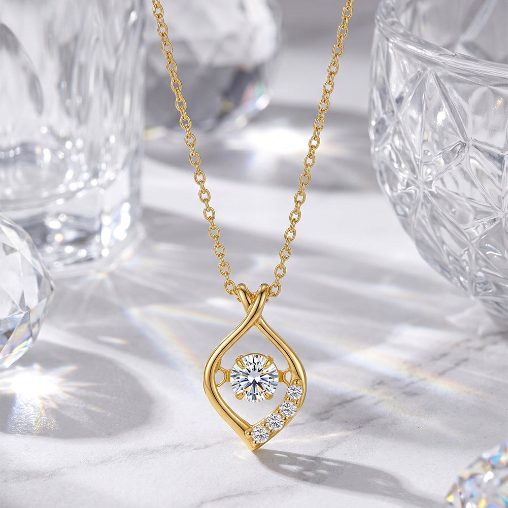 Kemston Teardrop 0.3CT Moissanite Pendant Necklace for Women 925 Sterling Silver SMON22