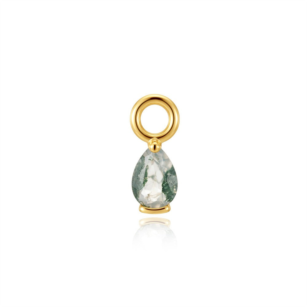 Kemstone 925 Sterling Silver Moss Agate Drop Charm for Women Natural Stone Pendant 60267647920C