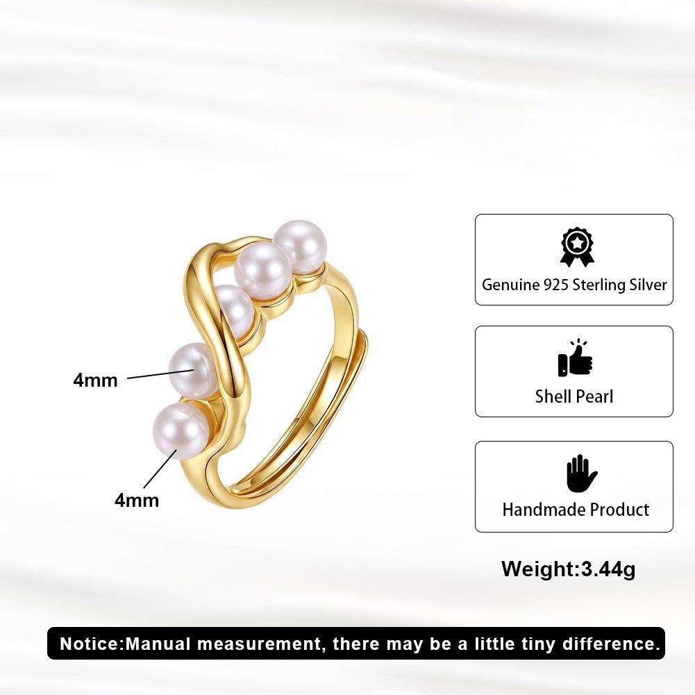 Kemston Pearl Wrap Ring for Women 925 Sterling Silver PSR03