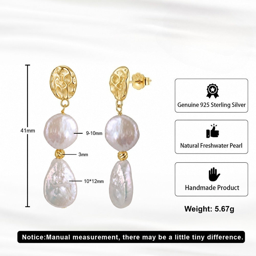 Kemstone Freshwater Pearl Double Drop Earrings for Women 925 Sterling Silver GPE149