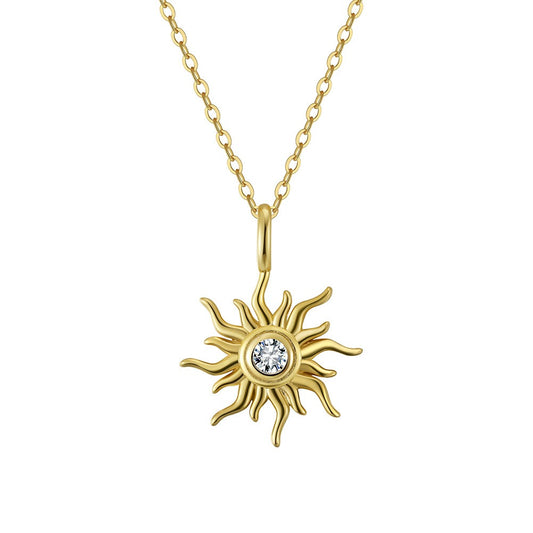 Kemstone 925 Sterling Silver Sunflower Pendant Necklace for Women Cubic Zirconia APN50