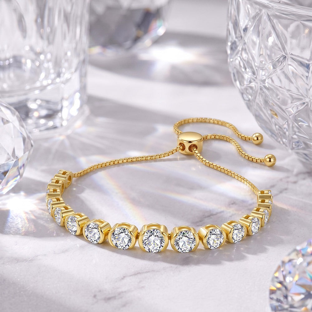 Kemstone Moissanite Tennis Bracelet for Women 925 Sterling Silver Adjustable Slider SMOB14
