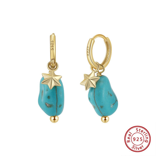 Kemstone 925 Sterling Silver Turquoise Drop Earrings for Women Star Charm Vintage GME40