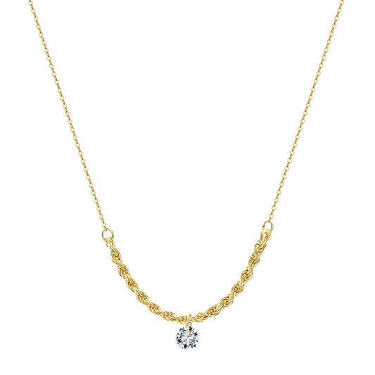925 Sterling Silver Rope Chain Necklace with CZ Pendant – Gold & Silver Handmade Choker | Kemstone