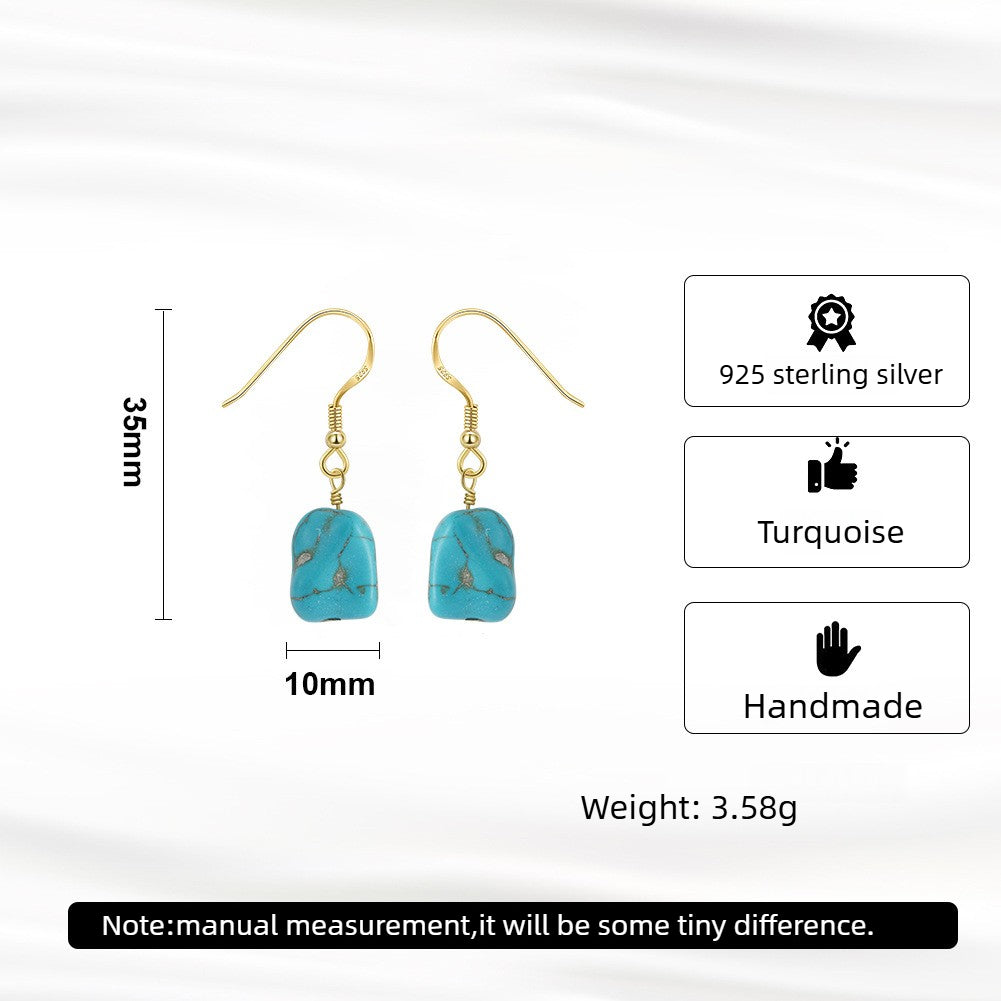 Kemstone Turquoise Drop Earrings for Women 925 Sterling Silver Vintage GME45