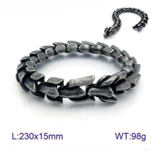 Kemstone Dragon Bone Chain Bracelet for Men – Titanium Steel Vacuum Plated 15mm Link KB150666-KJX