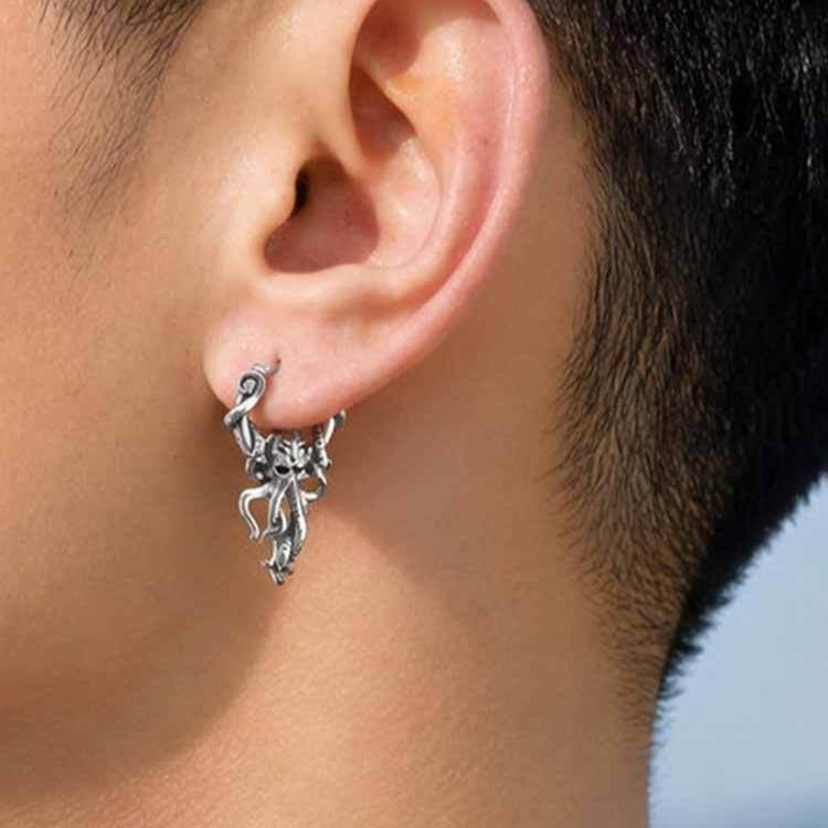 Kemston Stainless Steel Octopus Hoop Ear Cuff Earring for Men EH-891