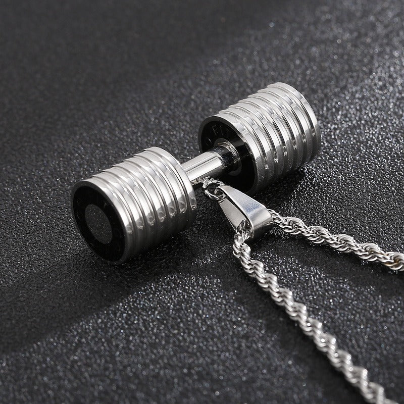 Kemstone Titanium Steel Dumbbell Pendant Necklace – Gym Strength Style for Men KP96967