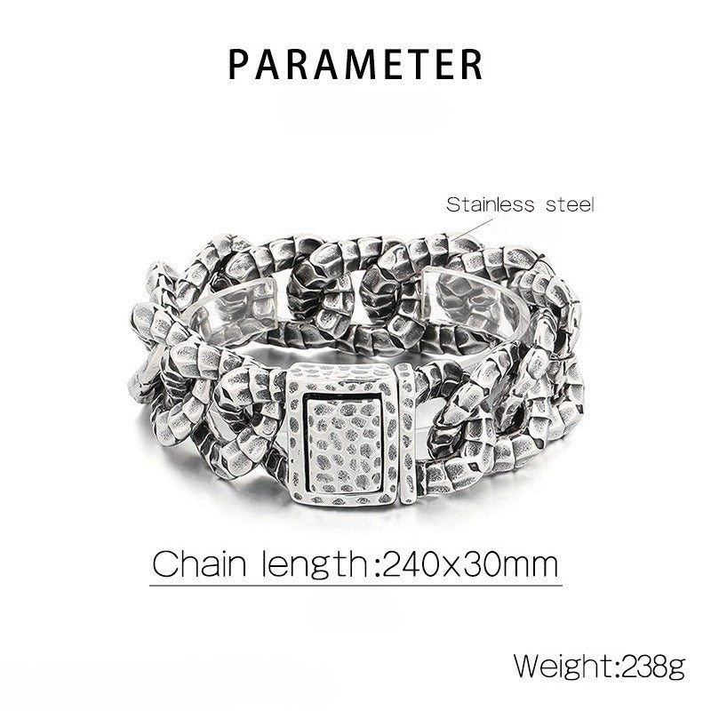Kemstone Snake Chain Bracelet for Men Titanium Steel Snake Scale Link Design KB165138-KJX