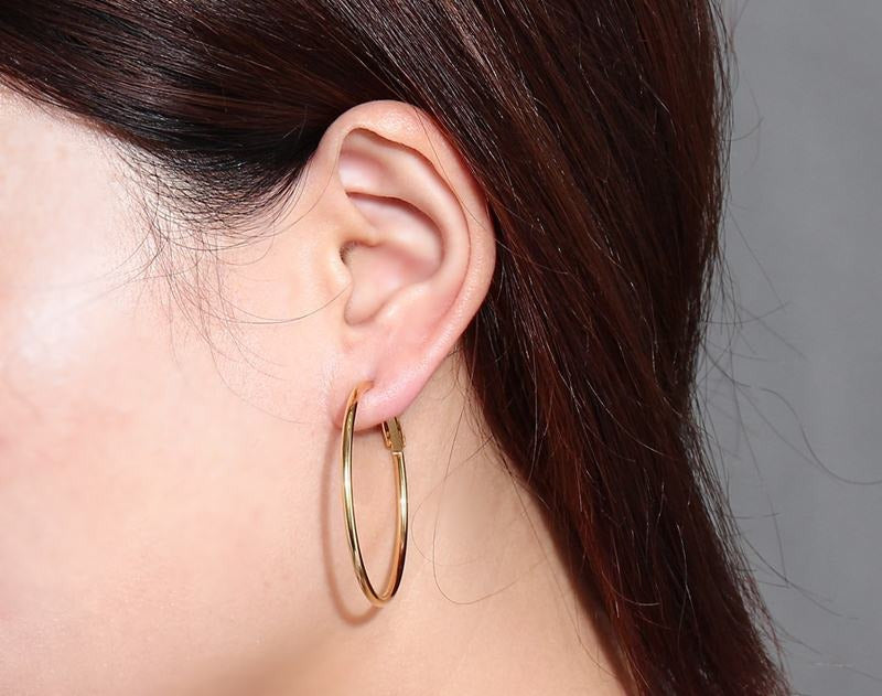 Stainless Steel Large Hoop Earrings for Women – Gold & Silver Minimalist Circle Hoops EH-180