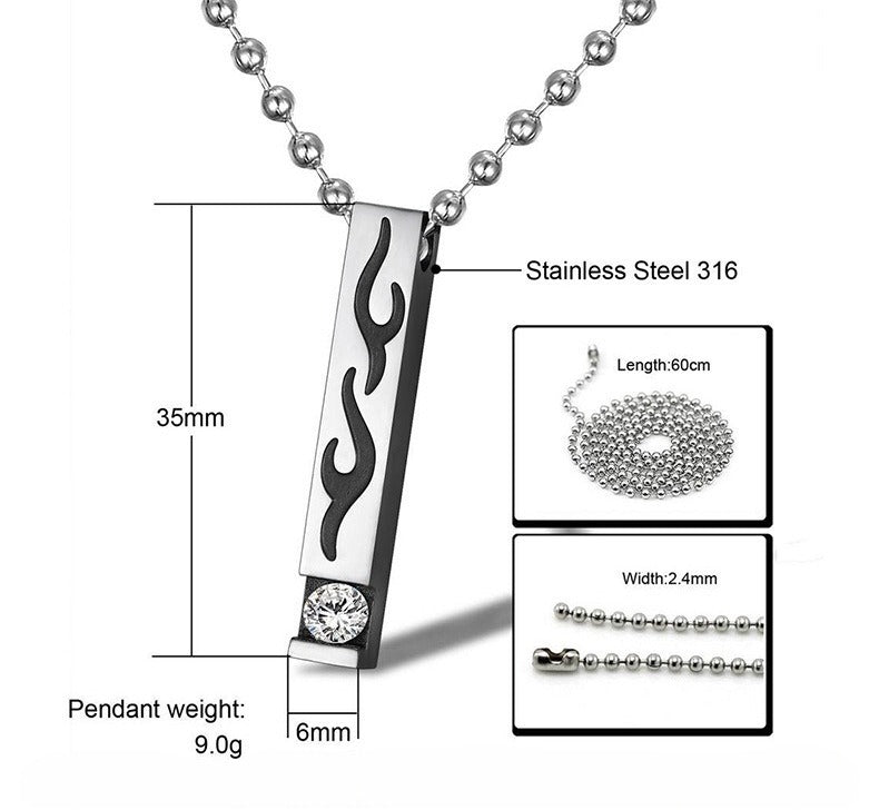 Kemstone Flame Bar Necklace for Men & Women Stainless Steel TN0137