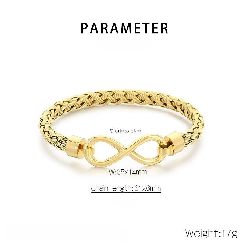 Kemstone Infinity Bracelet for Men Titanium Steel Braided Chain Gold Silver KB212143-KFC