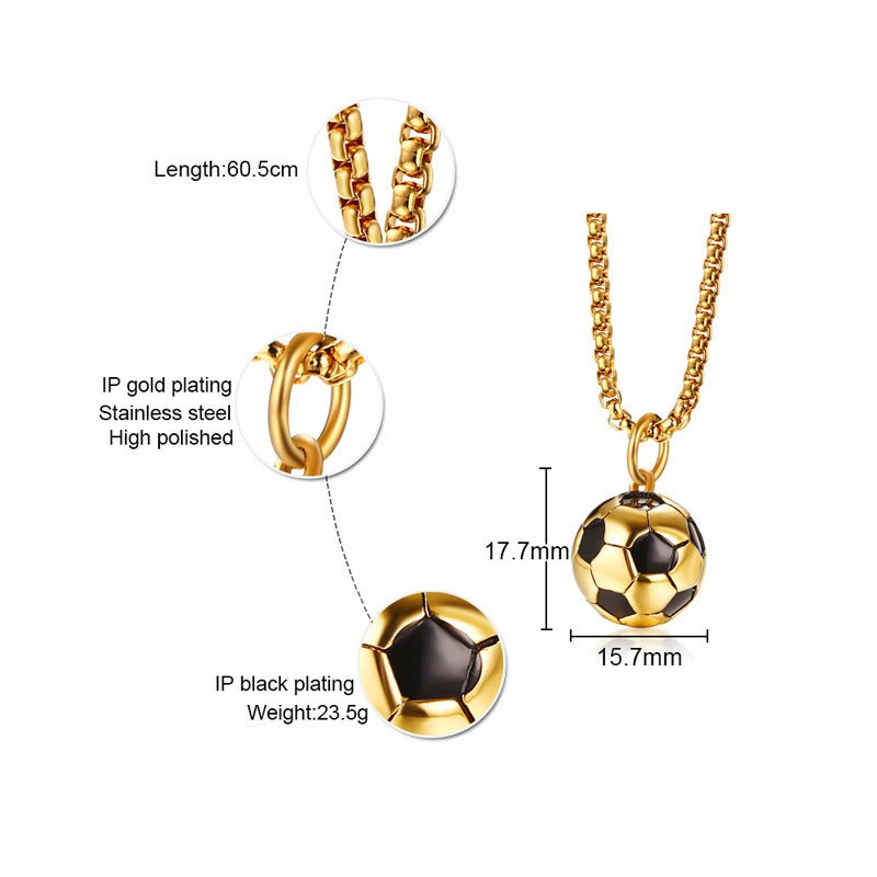 Kemstone Stainless Steel Soccer Ball Pendant Necklace for Men PN-1020G