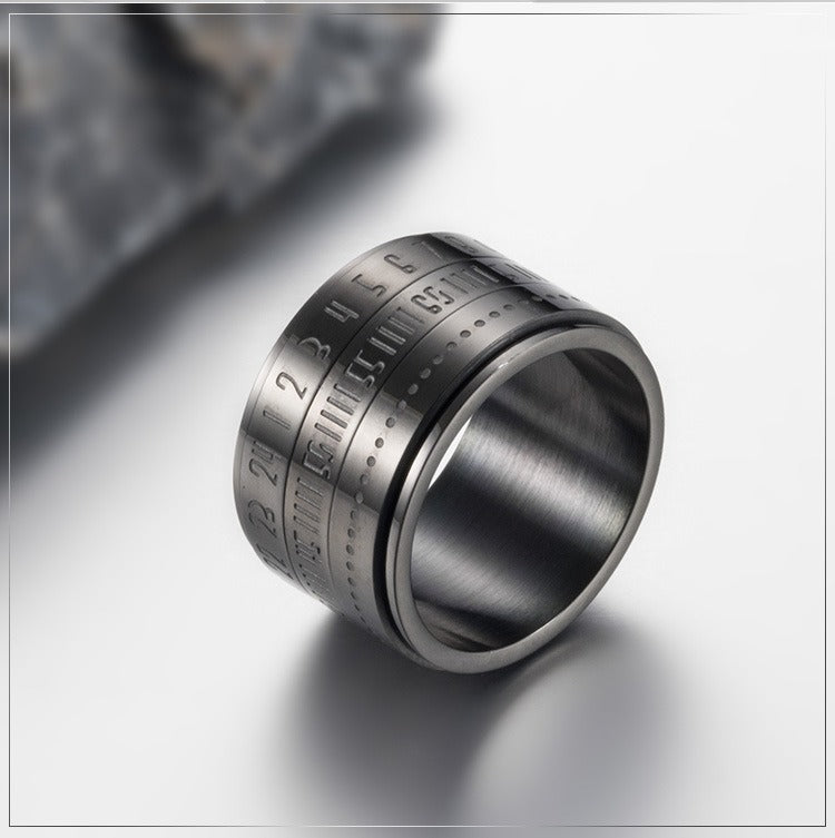Kemstone Number Spinner Ring for Men Stainless Steel 14MM Wide Band  K-R123