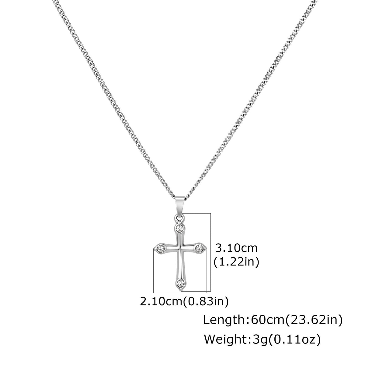 Kemstone Black Cubic Zirconia Cross Necklace for Men Stainless Steel PN-2488