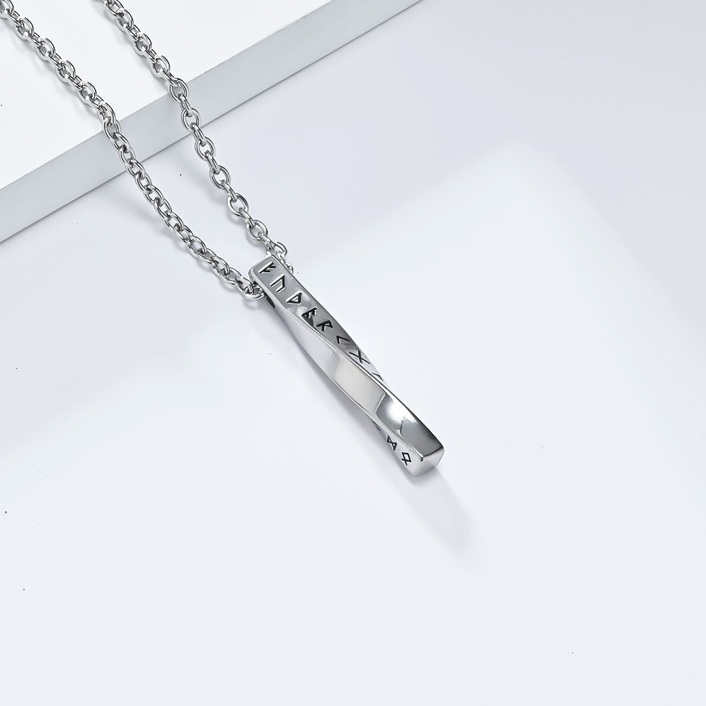 Kemston Viking Rune Necklace for Men Stainless Steel Nordic Möbius Twist Pendant K-PT567