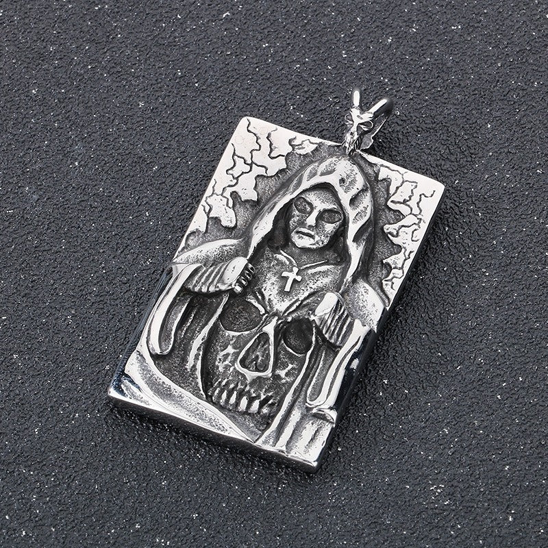 Kemstone Skull Pendant Necklace for Men Titanium Steel Vintage Claw Detail Relief KP48370-BD