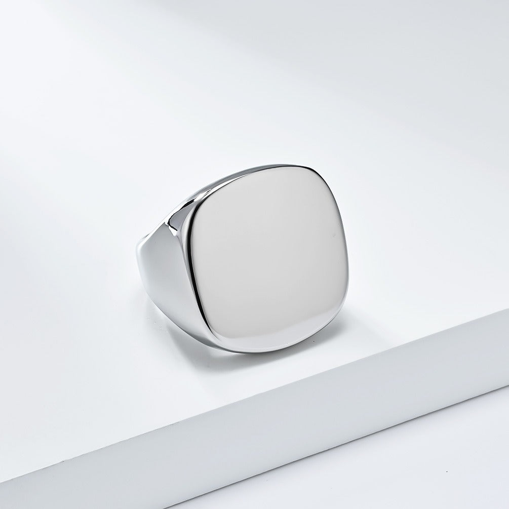 Kemstone Wide Polished Ring for Men Stainless Steel Minimalist K-R899