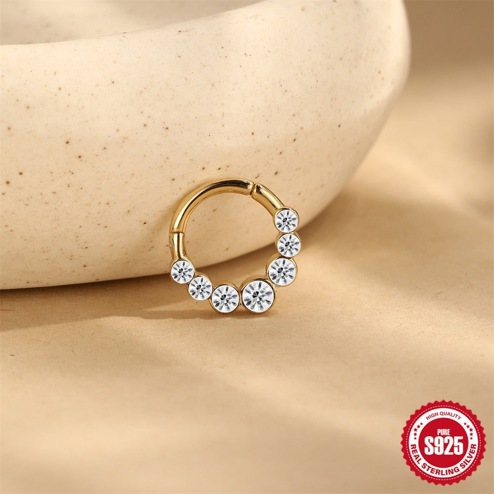 Kemstone S925 Sterling Silver Graduated Cubic Zirconia Cartilage Hoop for Women 60267762009C