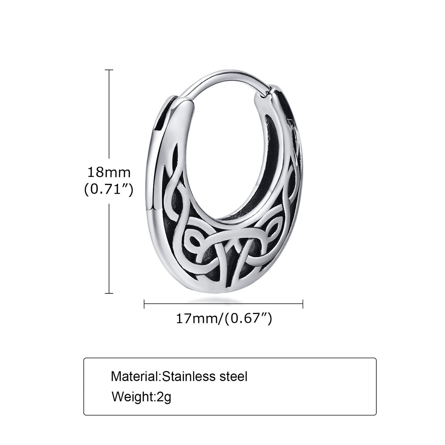 Kemstone Stainless Steel Hoop Earrings – Silver Gothic Punk Huggie Jewelry for Men EH-48