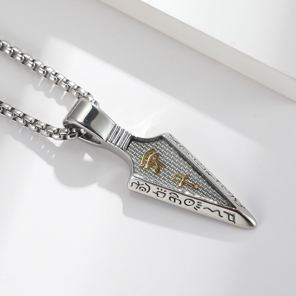 Kemstone Stainless Steel Spearhead Eye Symbol Pendant Necklace for Men K-PT413
