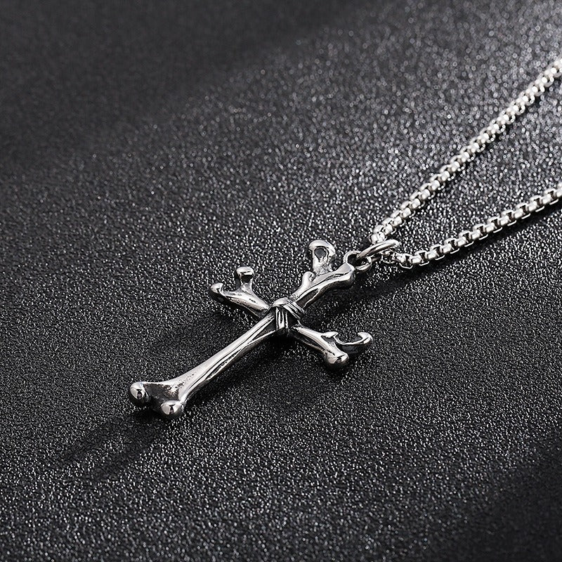Kemstone Titanium Steel Bone Cross Necklace for Men Gothic KP97633