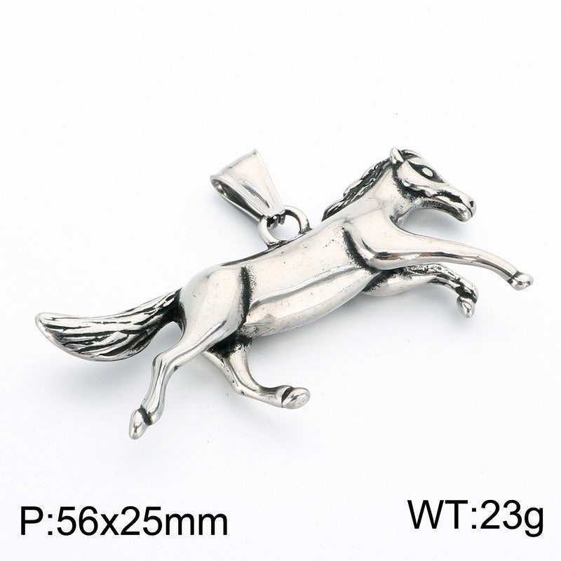 Kemston Stainless Steel Pegasus Horse Pendant Necklace for Men Wing Vintage Silver KP118626-LU