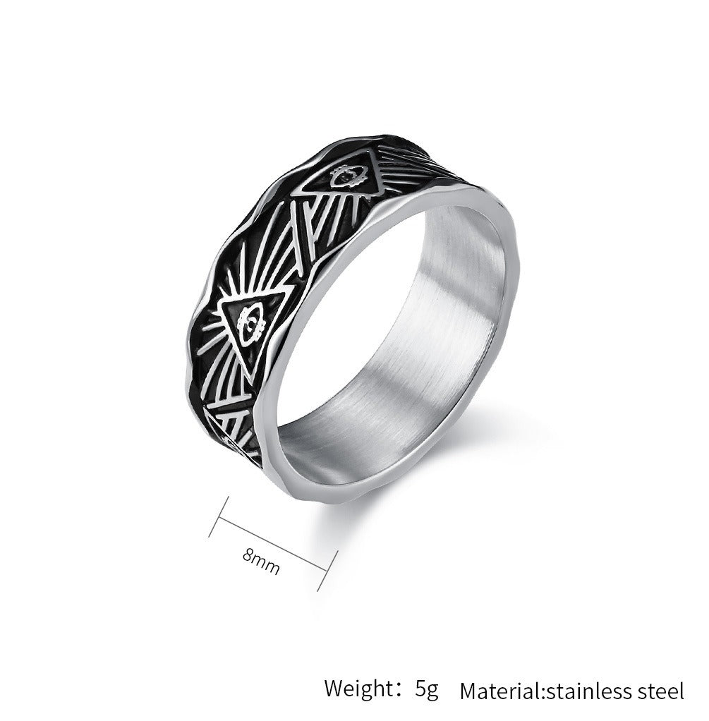 Kemstone Stainless Steel Horus Eye Ring for Men K-R820