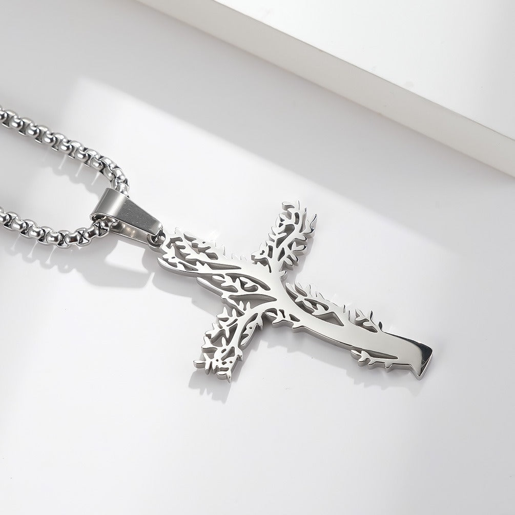 Kemstone Tree of Life Cross Pendant Necklace for Men K-PT411