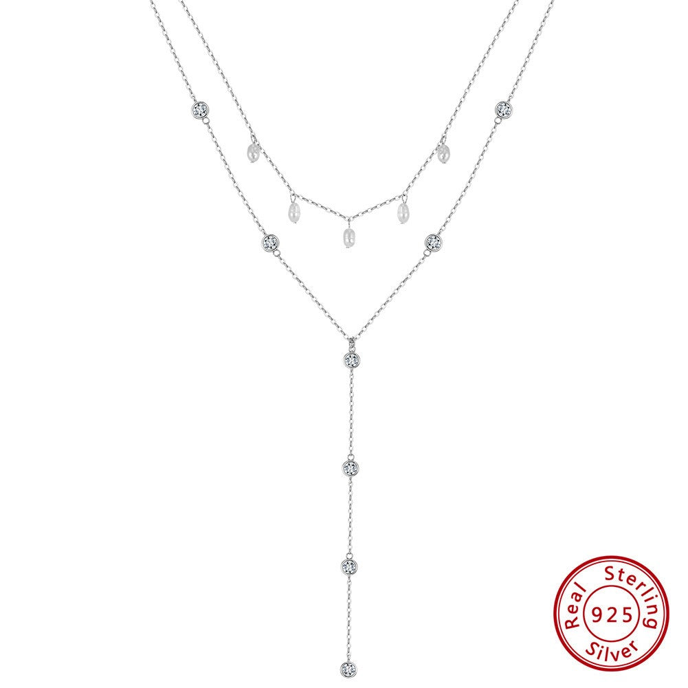 Product Title  Kemstone 925 Sterling Silver Layered Y Necklace for Women Pearl Tassel Drop BQN31