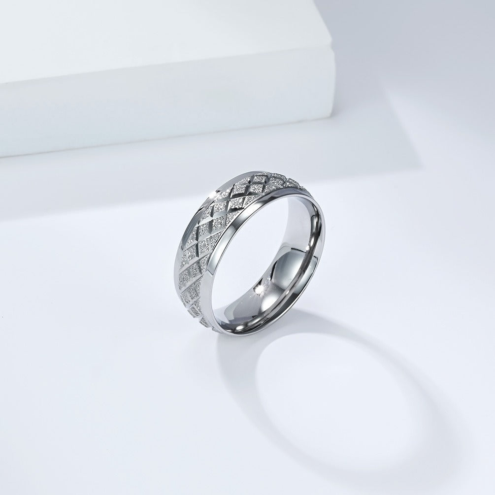 Kemstone Stainless Steel Matte Pattern Ring for Men & Women K-R1081