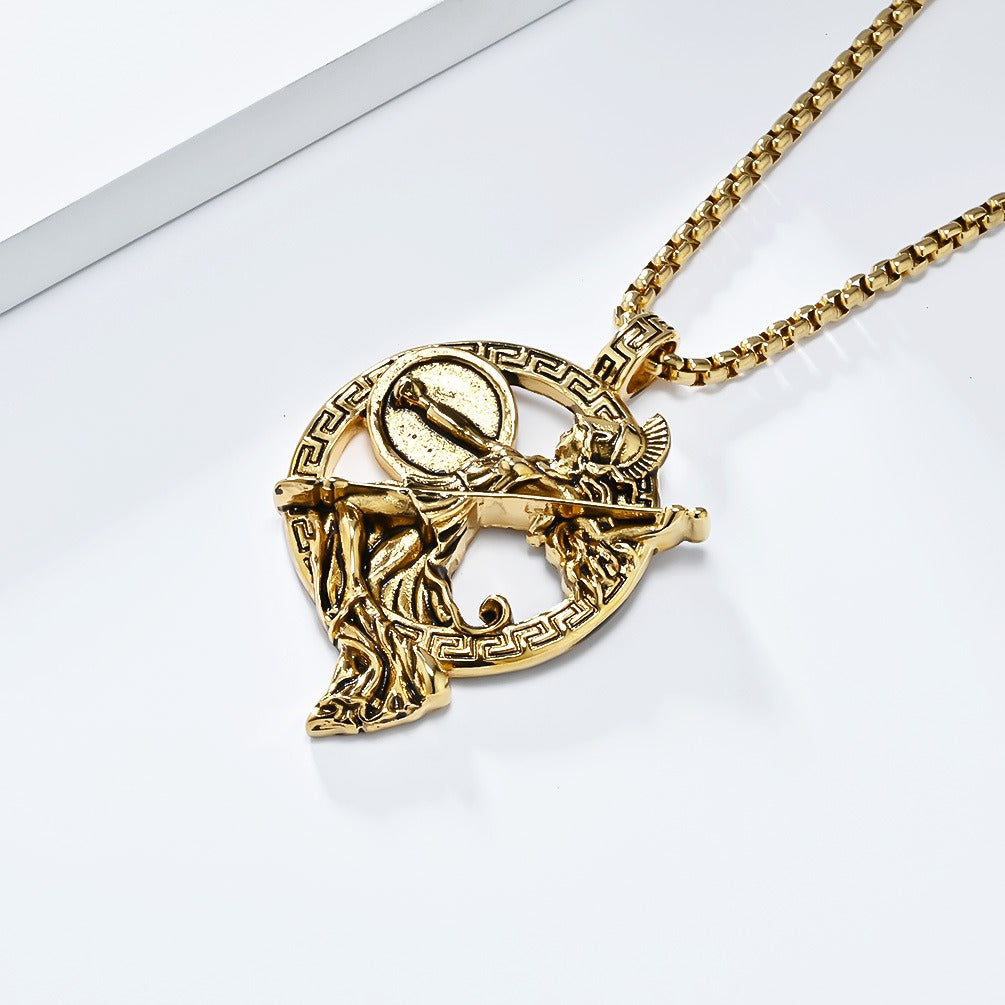 Kemstone Figure Relief Pendant Necklace for Men Stainless Steel Vintage Medallion K-PT585