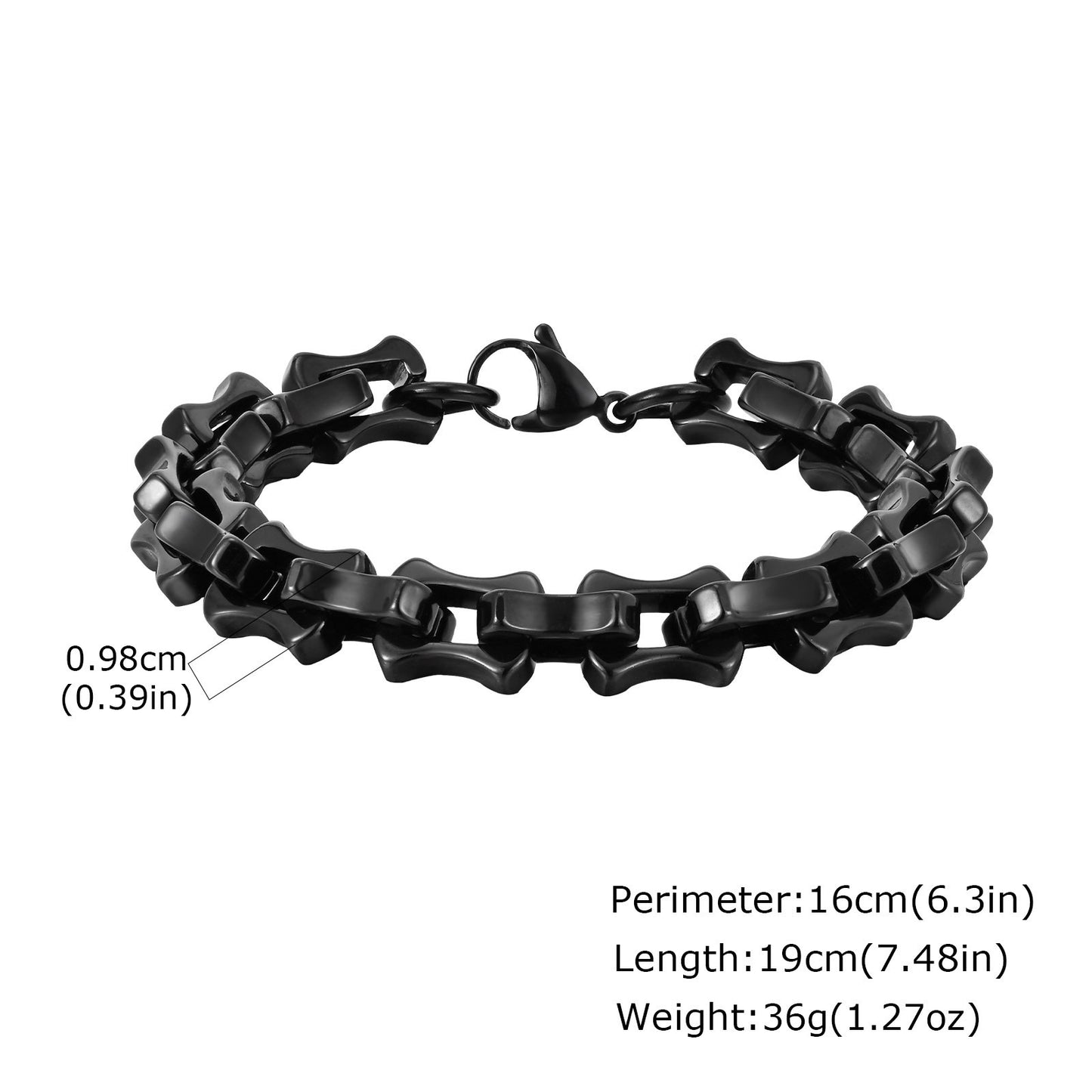Kemstone Stainless Steel Biker Chain Bracelet – Handmade Punk Men’s Jewelry BR-1986