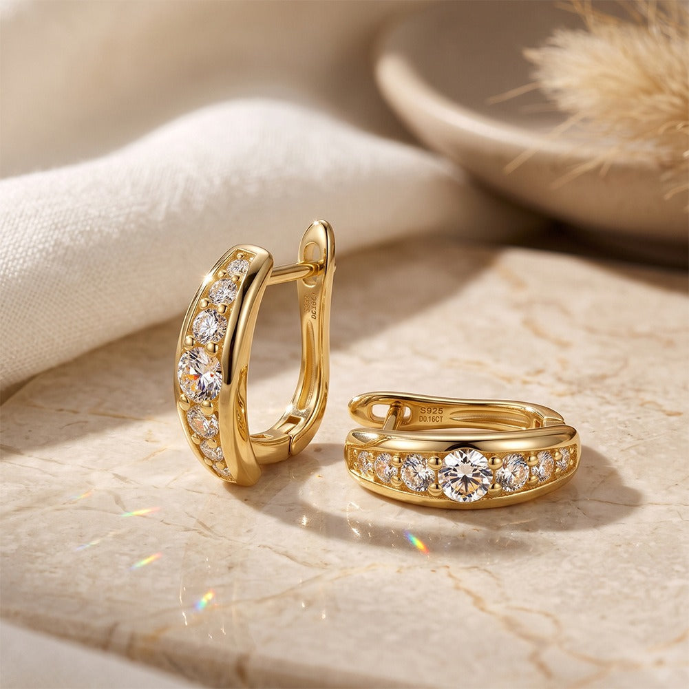 Kemston 925 Sterling Silver Moissanite Huggie Hoop Earrings for Women SMOE29