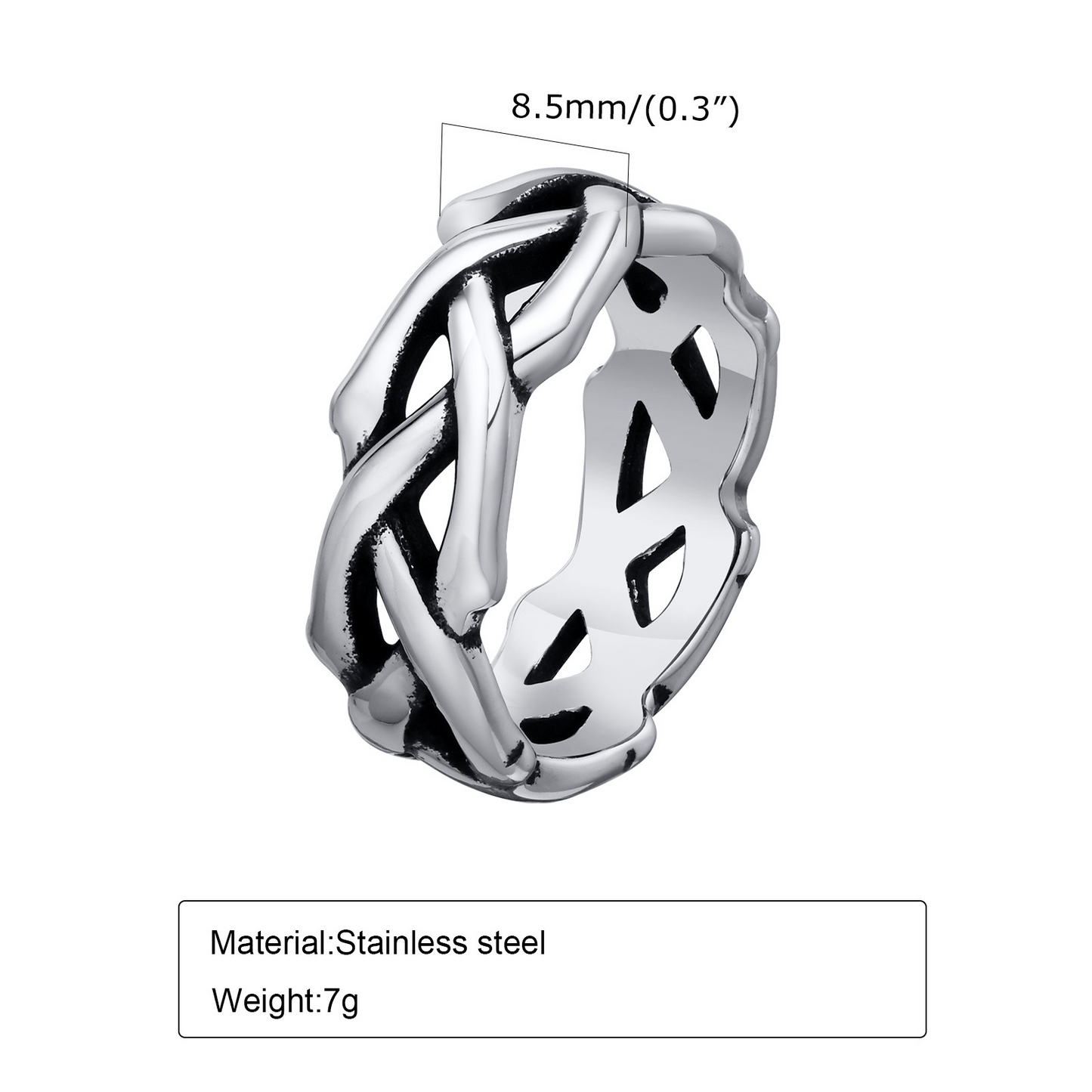 Kemstone Stainless Steel Vine Ring for Men – Thorn Openwork RC-638