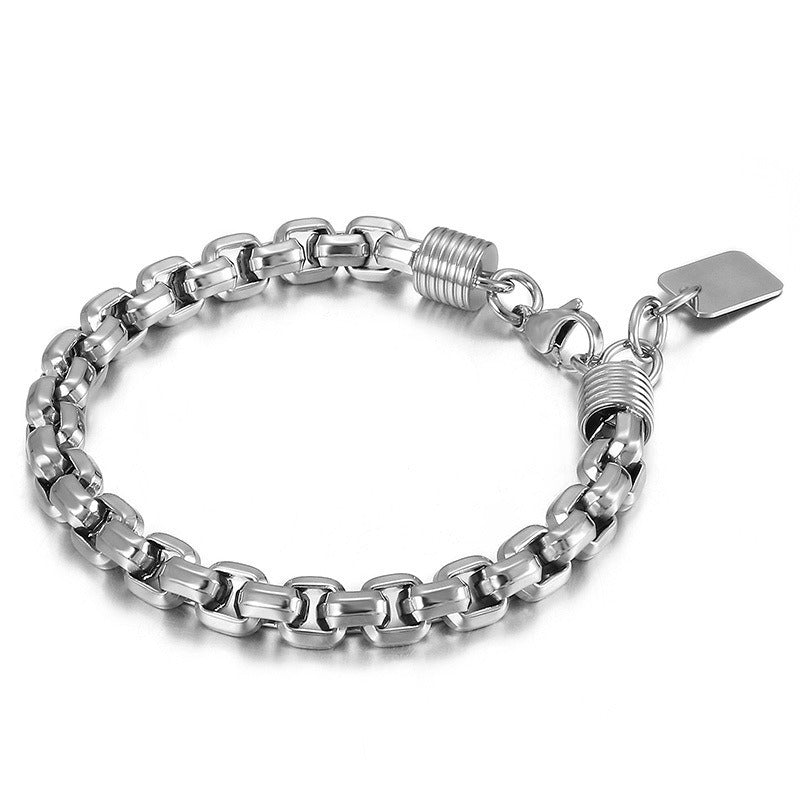 Kemstone Titanium Steel Box Link Bracelet for Men Square Chain Punk Gold Silver Black KB138817-KFC