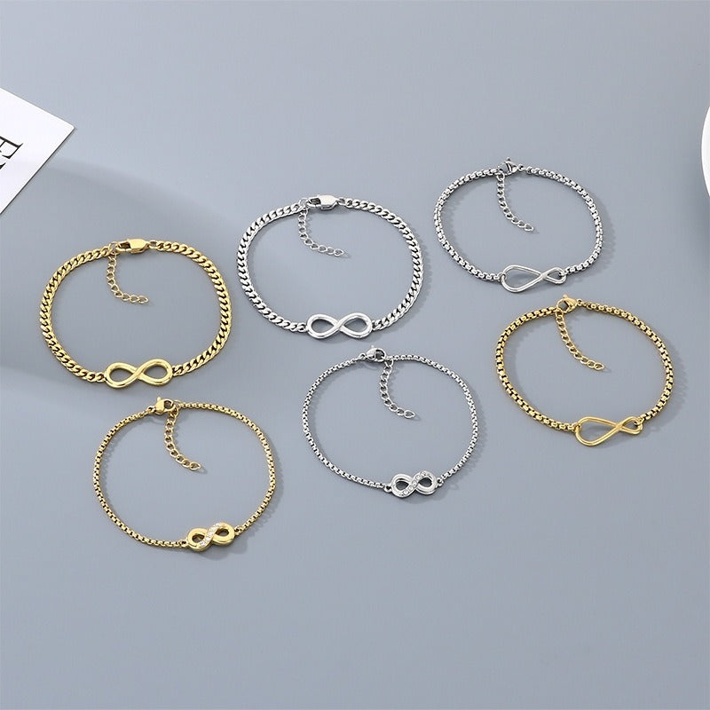 Kemstone Stainless Steel Infinity Symbol Bracelet for Men & Women Minimalist Chain KB211227-KFC