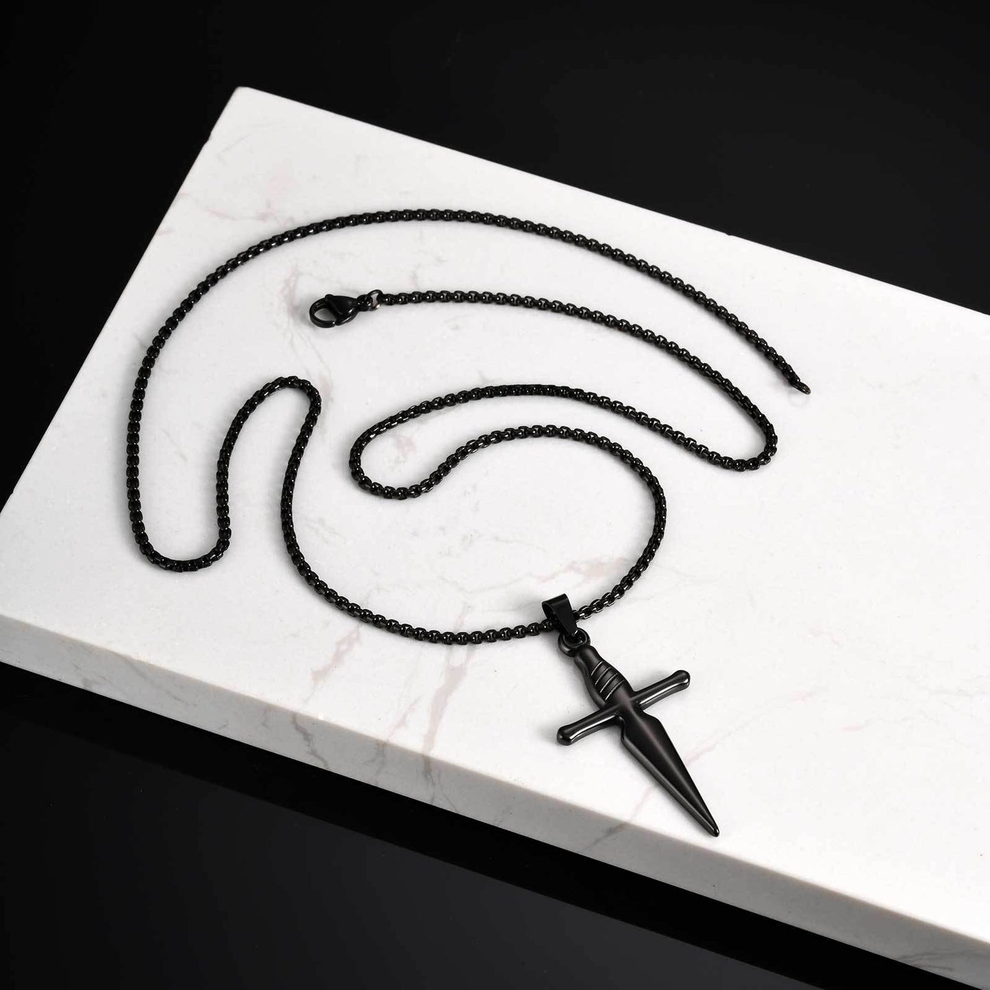 Kemstone Stainless Steel Cross Pendant Necklace for Men,SilverPN-2184