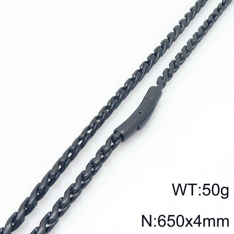 Kemstone Men’s Titanium Steel Rope Chain Necklace – 18K Gold Plated Streetwear Jewelry KN297832-Z