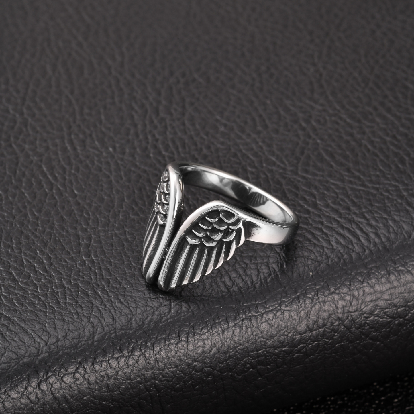 Kemstone Stainless Steel Wing Open Ring for Men Matte Silver Style RC-1138