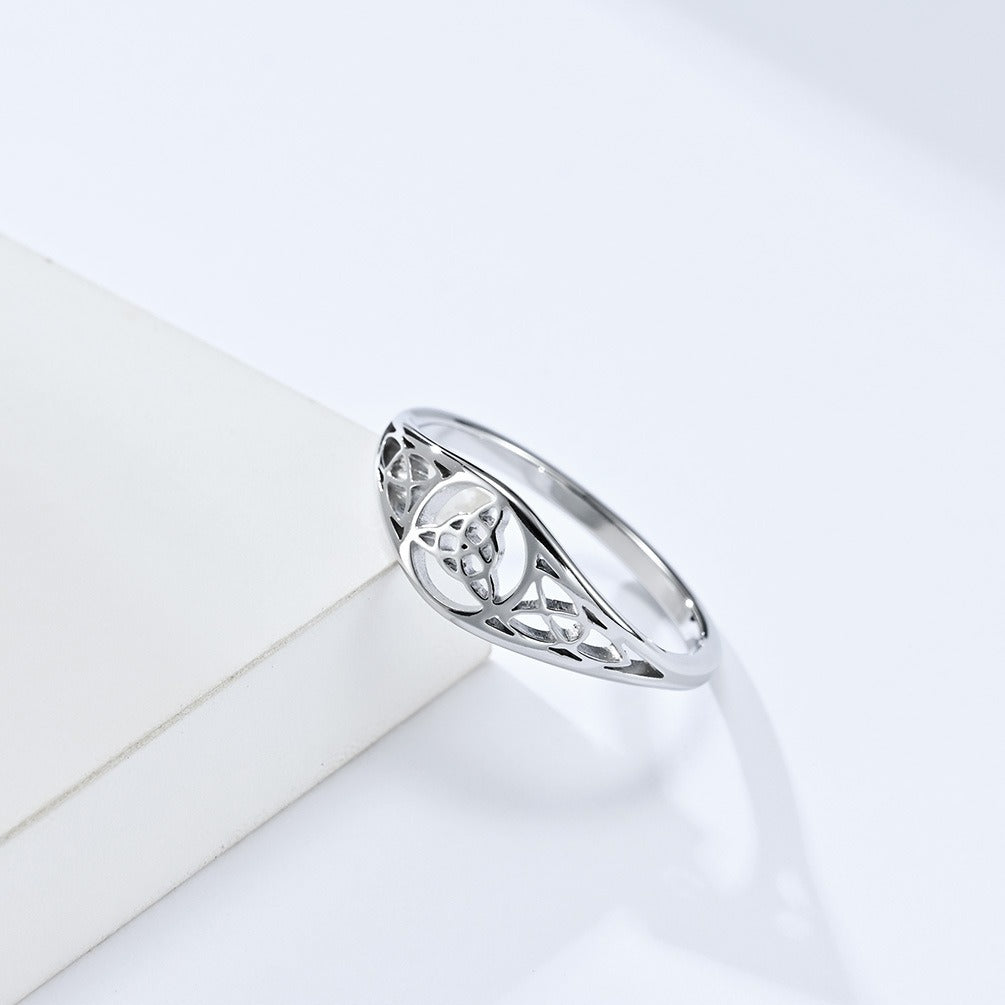 Kemstone Valknut Ring – Titanium Steel Ring for Women Silver Gold Rose Gold K-R680