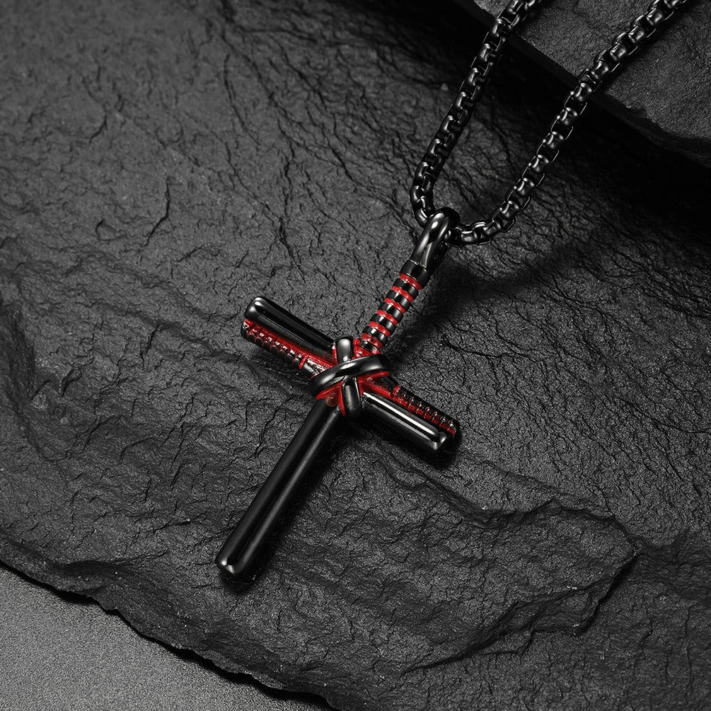 Kemstone Stainless Steel Baseball Bat Cross Necklace for Men K-PT404