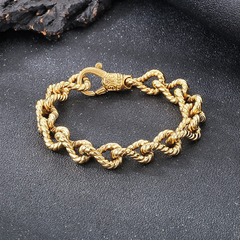 Kemstone Titanium Steel Twisted Rope Chain Bracelet for Men – Vintage Punk KB184819-KJX