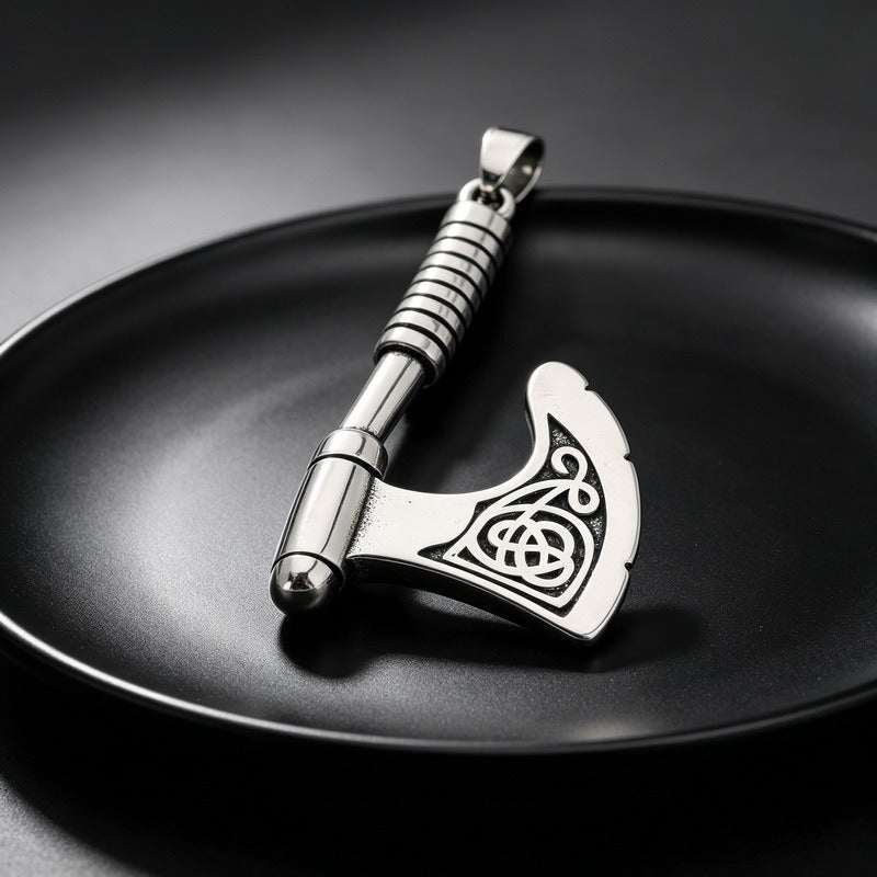 Kemston Stainless Steel Viking Axe Pendant Necklace for Men Gothic KP118608-LU
