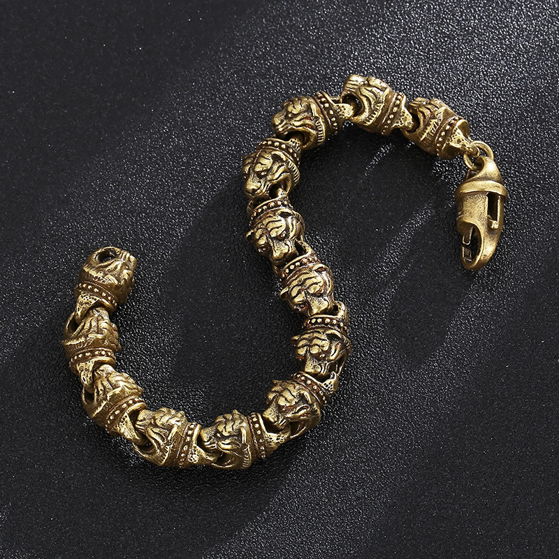 Kemstone Titanium Steel Tiger Head Bead Bracelet for Men KB152704-KJX