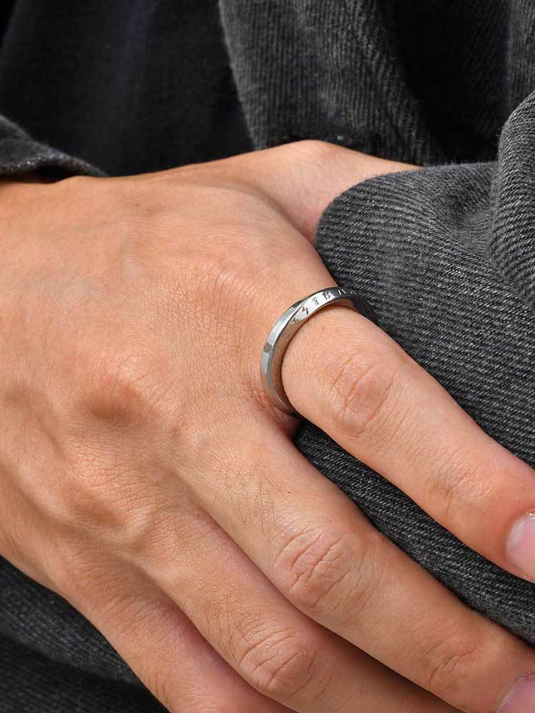 Kemstone Stainless Steel Viking Rune Mobius Ring for Men – Engraved Design RC-999
