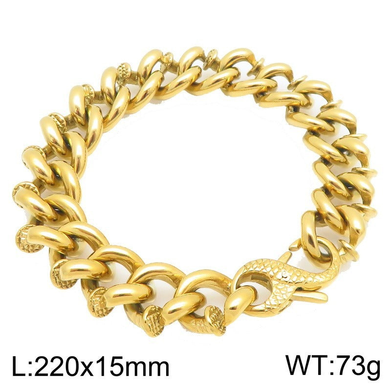 Kemstone Twist Chain Bracelet for Men Titanium Steel Heavy Link Gold Silver KB204393-KJX