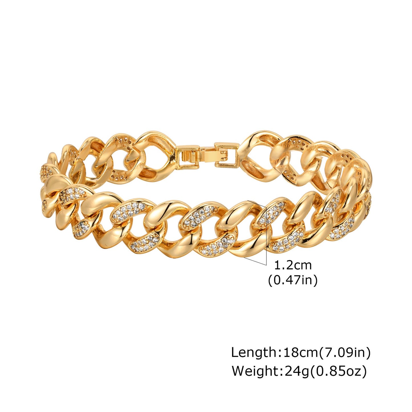 Pulsera de tenis con circonitas doradas para mujer - Elegante pulsera de cristal PBR-129